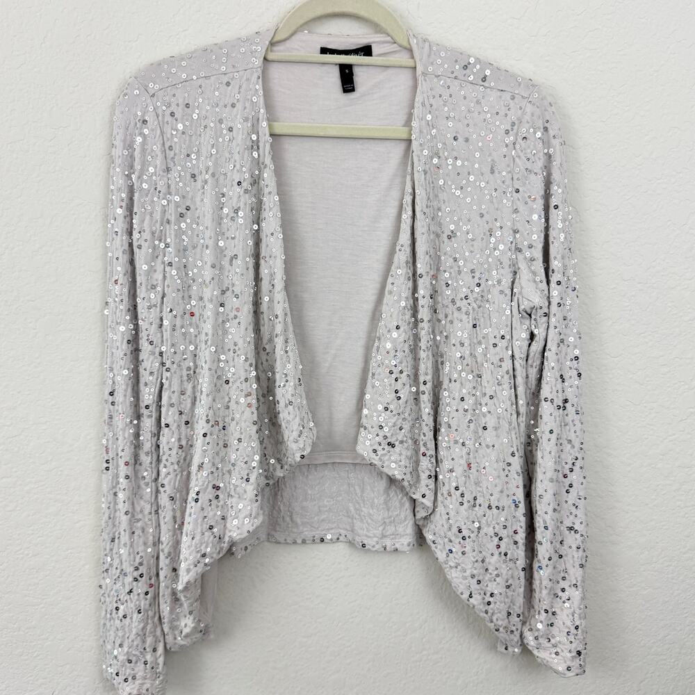 Isabella Oliver Womens Maternity Open Cardigan Top Size S Sequins Party Ecru